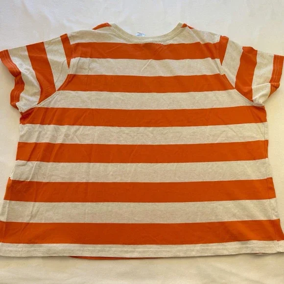 Disney Womens 2X Orange White Stripe Mickey Mouse Disney 100 Years Graphic Tee - Picture 3 of 6